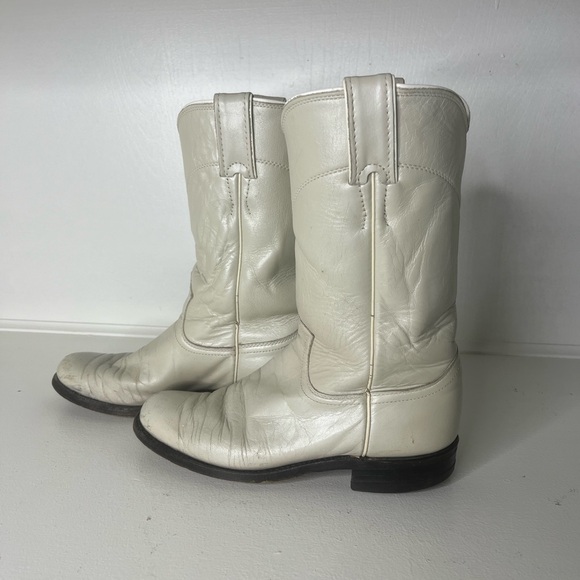 Justin Vintage Ivory Pearl Western Cowboy Boots - Women's Size 5B - Picture 5 of 6